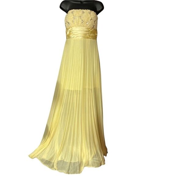 XTRADIONARY, Beaded Mesh Formal strapless,Sz9, Yellow, Sequins,pleats, Hand Wash - Picture 16 of 16